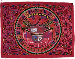 Mola depicting the Panamanian flag. Gift of Theodor Hans, in memory of his wife, Elisabeth Hans