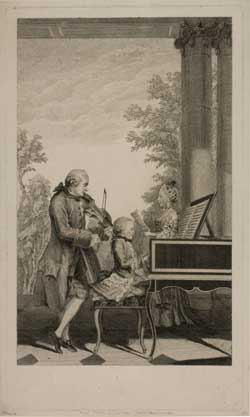 Jean Baptiste Delafosse, The Mozart Family , engraving, 1764, after Louis Carrogis ("Carmontelle")