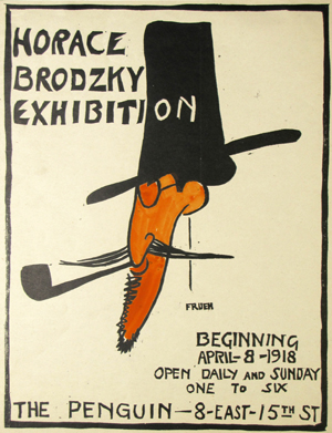 Alfred J. Frueh, Poster for Horace Brodzky Exhibition, Linocut, 1918. Gift of Alfred J. & Nancy Frueh.