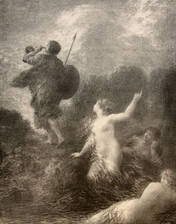Henri Fantin-Latour, French (1836-1904), Siegfried and the Rhine Maidens, 1897. Lithograph. Gift of Friends of the Museum, 1977.17.2