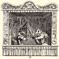 George Cruikshank, illustration of a scene from Piccini's 1827 Punch and Judy show