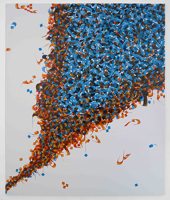 Pouran Jinchi. Untitled 18 (Entropy Series), 2012. Acrylic and ink on canvas. Courtesy of the artist and Leila Heller Gallery.