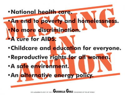 Guerrilla Girls, Missing in Action, 1991, Poster