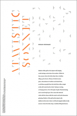 Print byDesign Center Studio and Counterproof Press, Atavistic Sonnet by Susan Stewart, 2015. Photopolymer letterpress print.