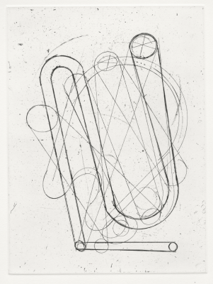 Print by Sharon Butler, Pipes, 2014. Etching.