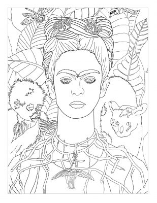 Frida Khalo self portrait masterpieces coloring page
