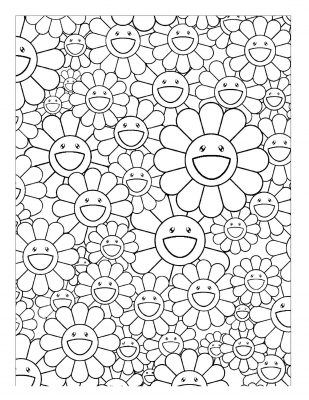 Takashi Murakami flowers blossoming Masterpieces coloring page