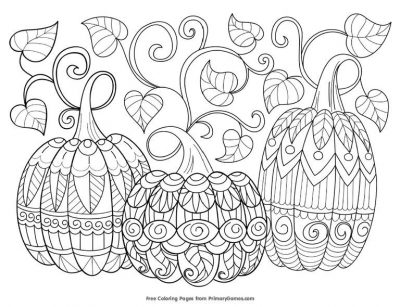 Coloring Page, 3 pumpkins