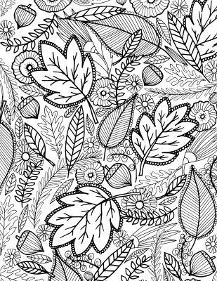 Free Fall Color by Number: Fall Leaves Printable Coloring Page