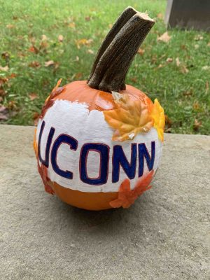UConn decorated pumpkin
