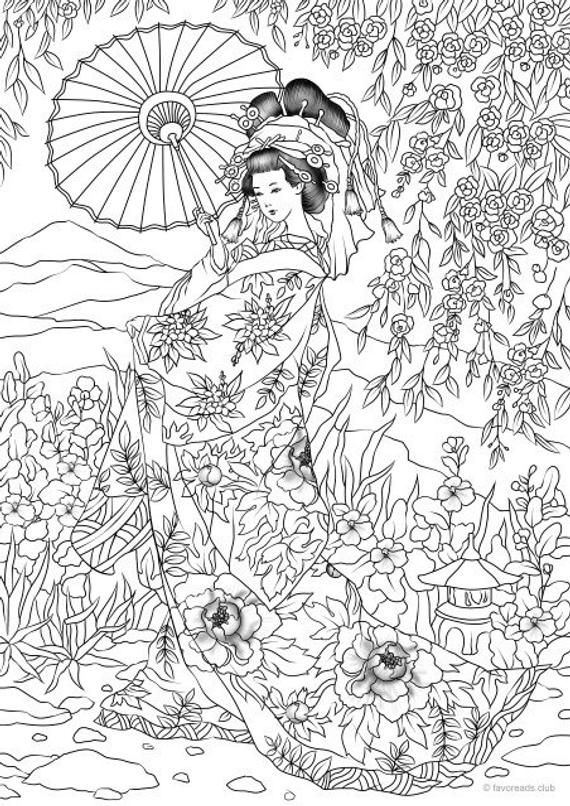 Japanese Woman Coloring Page