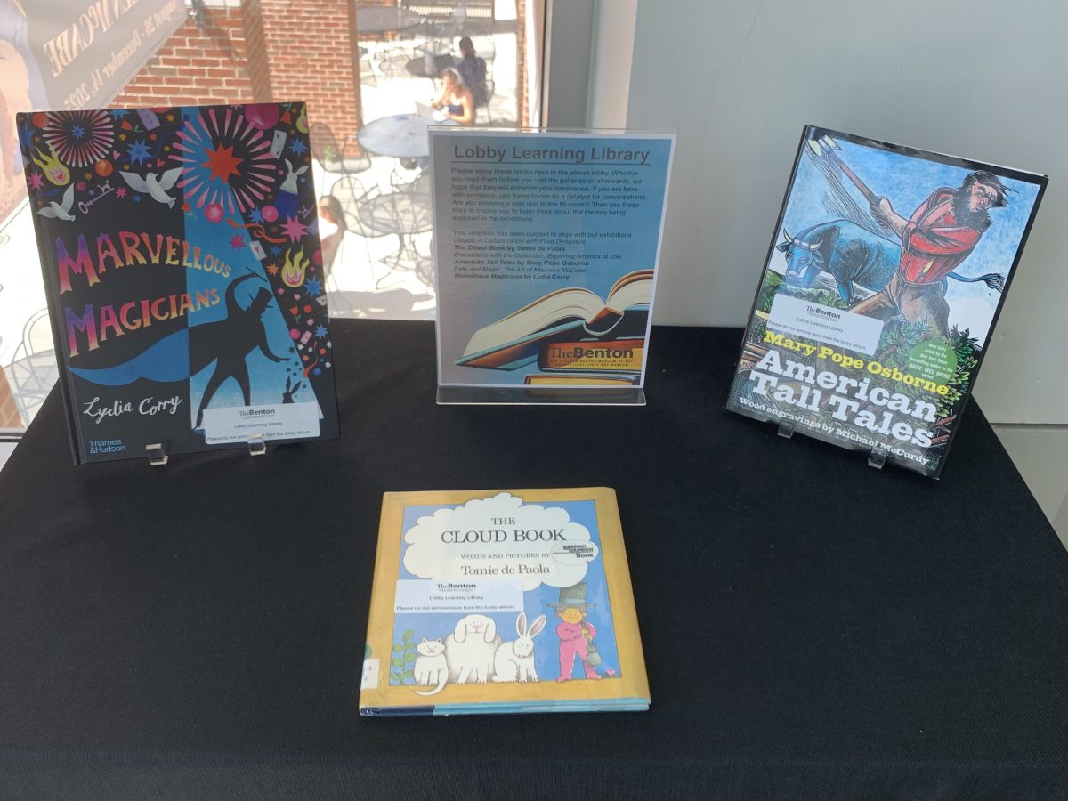 Kid books available for use at the Benton Museum